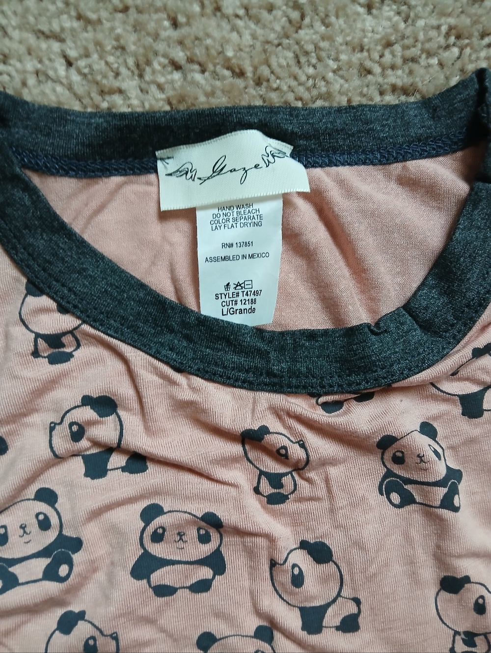 Panda Print Pink Ringer Tee - Picture 3 of 3